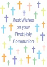 Classic Communion Card - Colourful Crosses - First Holy Communion created by size3art