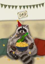Funny Birthday Card - For Dad - Lazy raccoon created by The Warren Creations