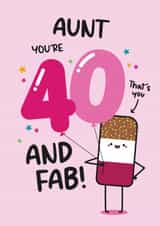 Cute Birthday Card - Aunt - 40th created by Twisted Haggis