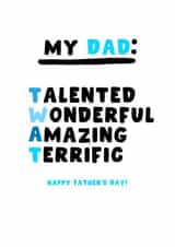 Cheeky Father's Day Card - For Dad - Twat created by Pink Peach Cards