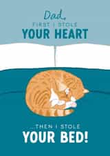 Funny Ginger Cat Father's Day Card - From the Cat - Stole Your Bed created by The Cake Thief