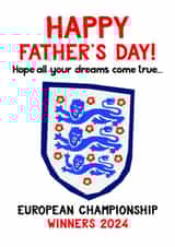 Fun Father's Day Card - Hope Your Dreams Come True - England Euro 2024 Winners created by Paper Plane