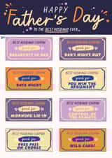 Fun Father's Day Card - For Husband - Coupons created by Foggish