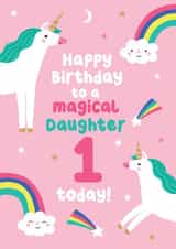 Cute Unicorn Birthday Card - 1 Today - For Daughter created by Pixie Studio