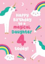 Cute Unicorn Birthday Card - For Daughter - 4 Today created by Pixie Studio