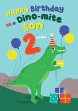 Cute Dinosaur Birthday Card - Son - Dinomite Son - 2 Today! created by Pixie Studio