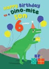 Cute Dinosaur Birthday Card - Son - Dinomite Son - 6 Today! created by Pixie Studio