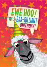 Punny Sheep Birthday Card - Ewe Hoo! - Have a Baa-rilliant Birthday created by Atwood & Atwood