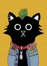 Cute Birthday Card - Punk Cat created by Baldy And The Fidget