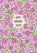 Pretty Birthday Card - For Sister - Beautiful Floral Print created by Poppy & Mabel 