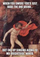 Funny Art Birthday Card - Night Out - Mr Brightside created by Paperlink and Meraki Greeting Cards