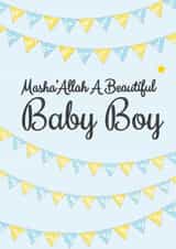Masha' Allah Flag Bunting Baby Boy Bunting Blue created by Eastern Print Studio