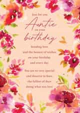 Classic Birthday Card - For Auntie - Painterly Floral Frame created by Rebecca Prinn