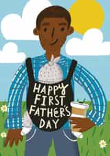 Happy First Father's Day-Cute character card for baby carrying Dads! created by @AimeeStevens.Design