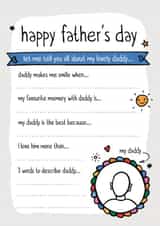 Cute Father’s Day Card - Personalise Fill In The Blanks - From The Kids created by Woody's Design