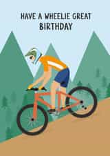 Punny Birthday Card - Mountain Biking - Cycling created by Helen Richmond
