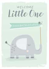 Cute New Born Baby Card - Congrats - Little One - Son - Daughter - Elephant created by Cesca Hoyle