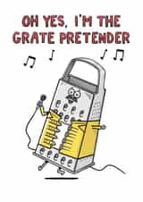 Cute Birthday Card - Grate Pretender - Freddie Mercury Queen Pun created by Richard Eades