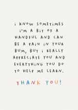 Thank you teacher card - funny card for teacher - nursery pre-school card created by Paper & Wool