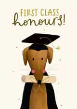First Class Honours Graduation Card - Cute Dog Congratulations Card created by Abbie Imagine