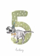 Cute Birthday Card - 5th - Dinosaur - T-Rex created by Halle-lula P