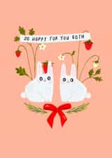 Cute Wedding/Engagement Card - So Hoppy For You Both - Bunnies created by Rachael Powick