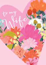 Pretty Birthday or Anniversary Card - For Wife - Floral Heart created by Louise Tiler