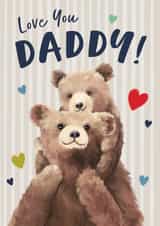 Cute Fathers Day Card - Daddy Bear & Cub -  Love You Daddy created by Debbie Daley Illustrations