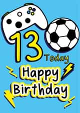 13th Birthday Card - Boys Gaming And Football Fan Card created by The Happy Company