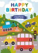 Cute 1st Birthday Card - For Nephew - Cars, Diggers and Trucks created by Made by Burbs
