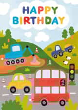 Cute 1st Birthday Card - Cars, Diggers and Trucks created by Made by Burbs