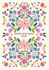 Pretty Birthday Card - For Mum - Folk Floral created by Nina Raby - Jones