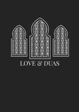 With Love And Duas (prayers) | Pattern Window Frames Monochrome created by Eastern Print Studio