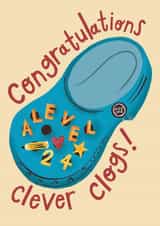 Cute Congratulations Card - A Level Results 2024 - Clever Clogs created by @AimeeStevens.Design