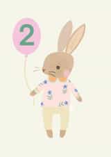 Cute 2nd Birthday Card - 2 Today - Bunny Rabbit created by Vicky Carpenter