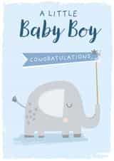 Cute New Baby Card - Baby Boy - Elephant created by Cesca Hoyle
