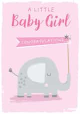 Cute New Baby Card - Baby Girl - Elephant created by Cesca Hoyle