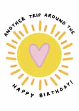 Cute cartoon birthday card for friends and family - another trip around the sun created by Roisin