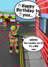 Funny Birthday Card with fire brigade for someone older than you. created by Jake Fox Art