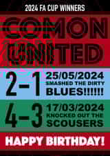 HAPPY BIRTHDAY! COMON UNITED! FOOTBALL CUP CHAMPS 2024. REDS UNITED! created by Fantastical Cards