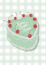 Home Sweet Home Vintage Cake New Home Card with Cherries and gingham created by Boldfish Designs