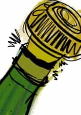 A Cork Popping, Abstract, Scribbly Green Bottle of Fizz! created by Luke Lasenby