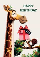 Cute Birthday Card - Giraffe and Squirrel - Have the Best Day created by Folio | Ian Owen