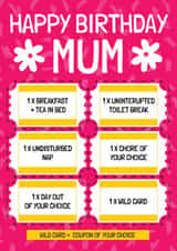 Cute Gift Birthday Card - For Mum - Voucher/Coupon created by AbiGoLucky