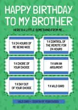 Funny Birthday Card - For Brother - Voucher Card created by AbiGoLucky