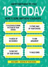 Funny 18th Birthday Card - Voucher Gift - Friend or Sibling created by AbiGoLucky