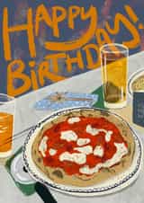 Arty Birthday Card - For Him - Pizza & Beer created by Dancing for Rain
