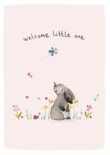 Cute New Baby Card - Bunny and Butterfly - Welcome Little One created by Louise Mulgrew