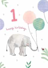 Cute 1st Birthday Card - Elephant - Balloons created by Louise Mulgrew
