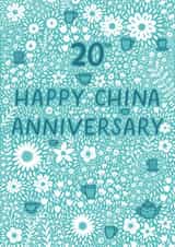 Pretty Anniversary Card - 20th - China Anniversary Floral created by Pear Tree Press